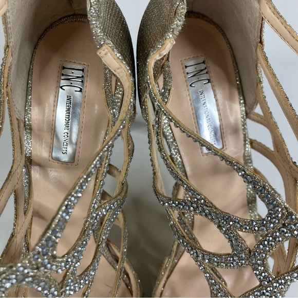 INC International Concepts Sparkly Silver Heels Size 11 - Picture 3 of 8
